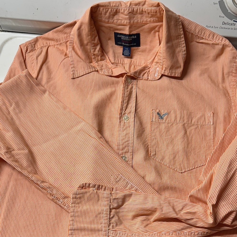 American Eagle Outfitters Men's Casual Orange Shirt
